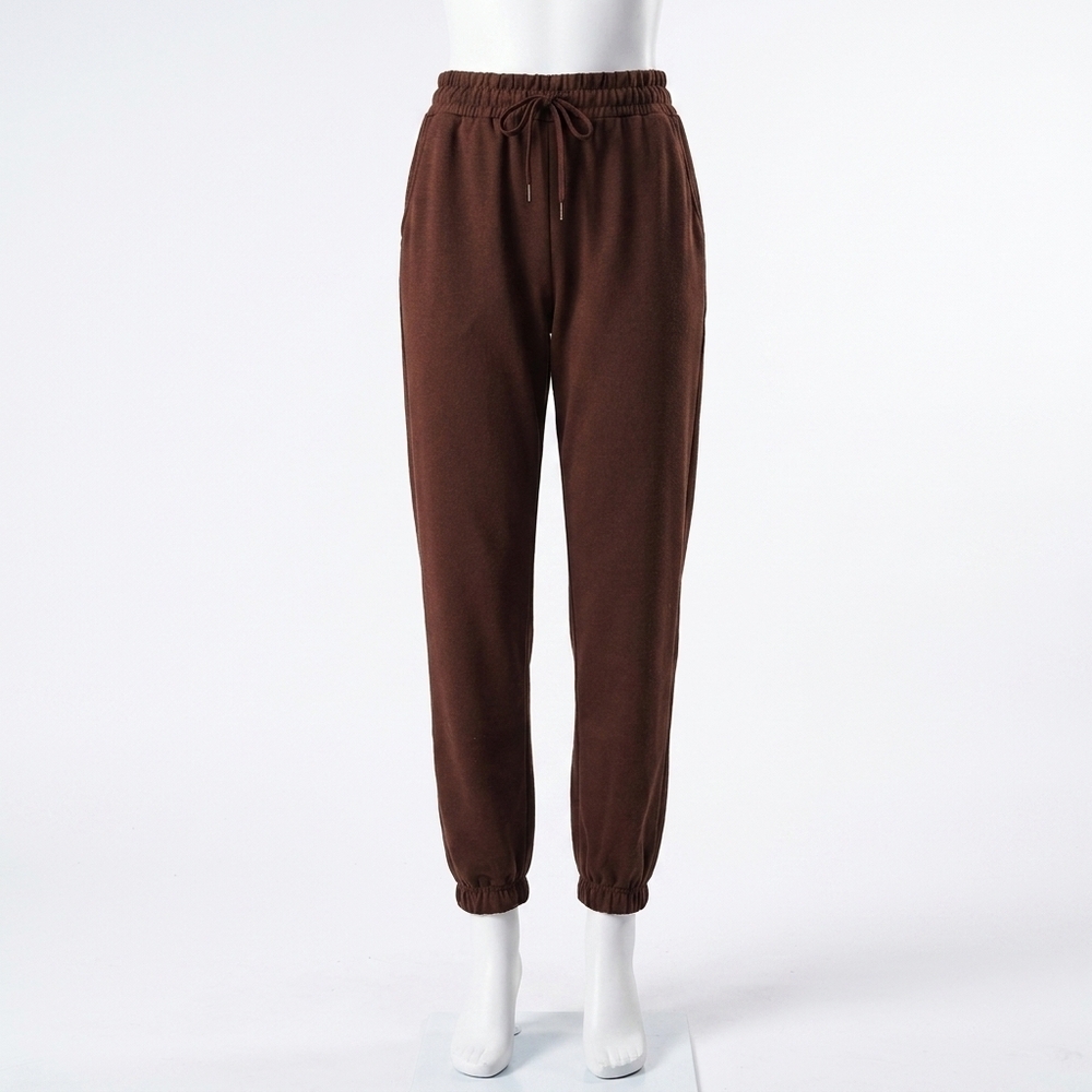 NEW AMBAR high-rise cotton jogger pants in brown